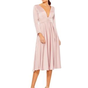 MAC DUGGAL IEENA DUGGAL long sleeve midi satin dress NWT size 8 homecoming